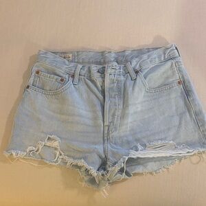 Levi's Light Wash Distressed Jean Shorts